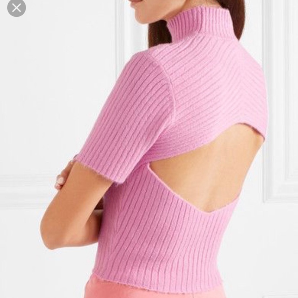 Staud pink short sleeve sweater